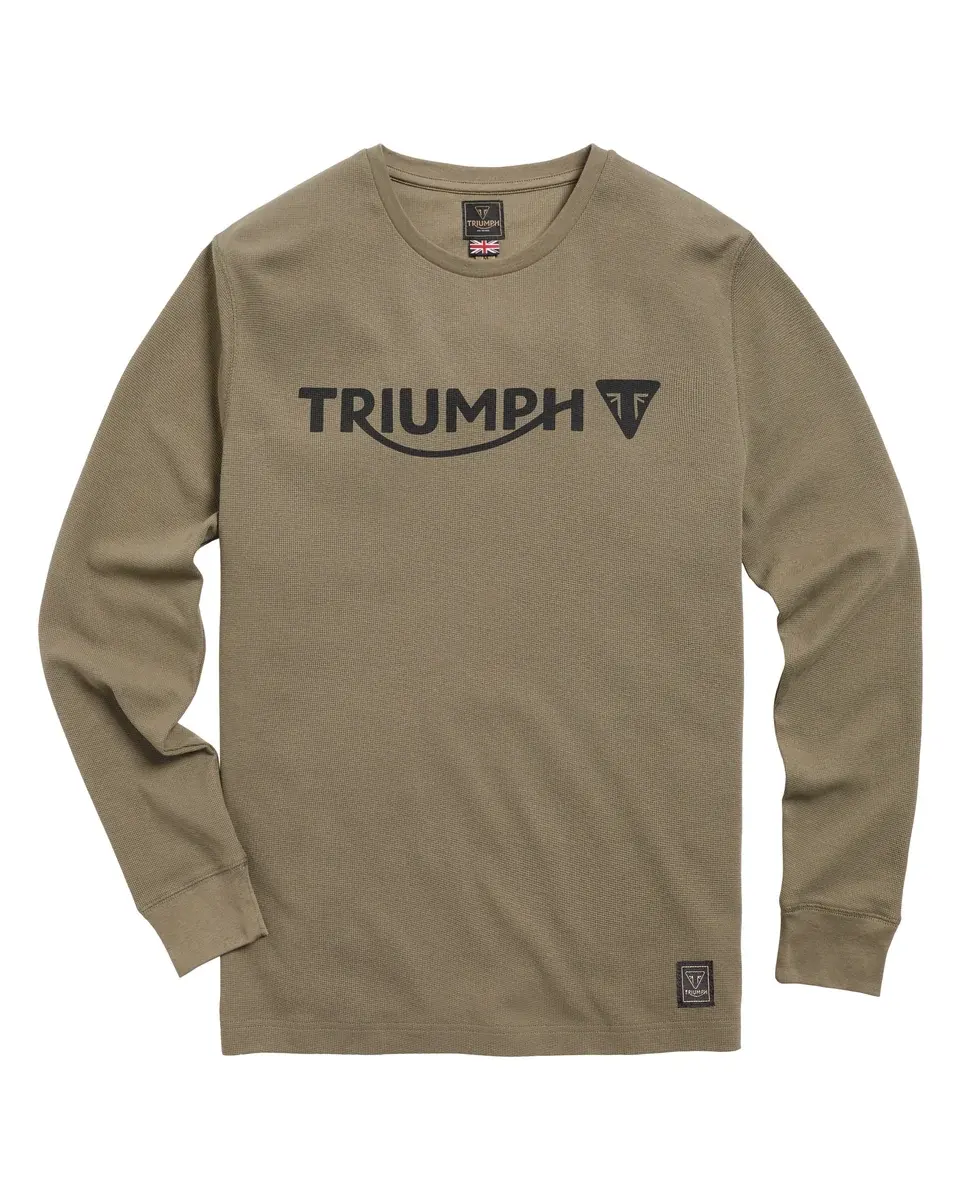 Bettmann Long Sleeve Waffle Tee in Khaki Green
