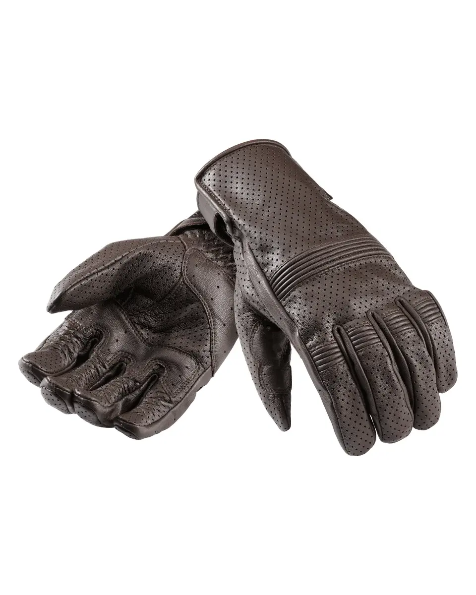 Cali Perforated Leather Gloves in Brown