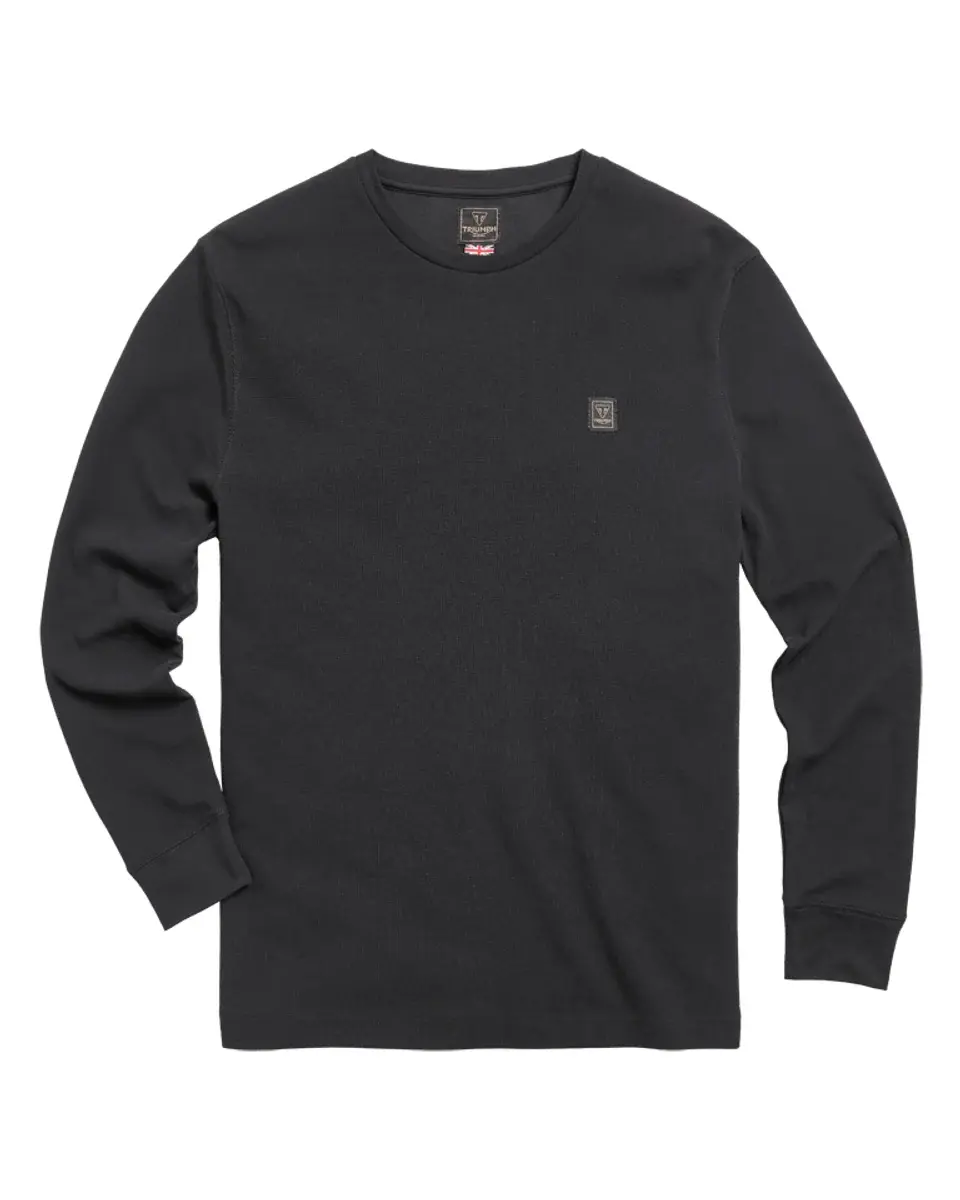 Dean Long Sleeve Waffle Tee in Black